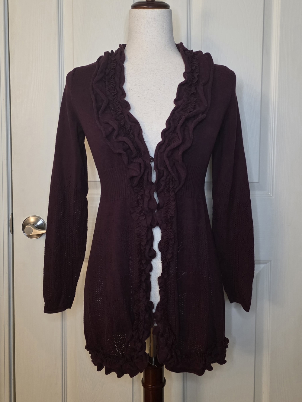 Y2K INC International Concepts Purple Ruffle Trim Cardigan